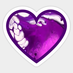 Purple/Lavender Paint Pour Heart Sticker